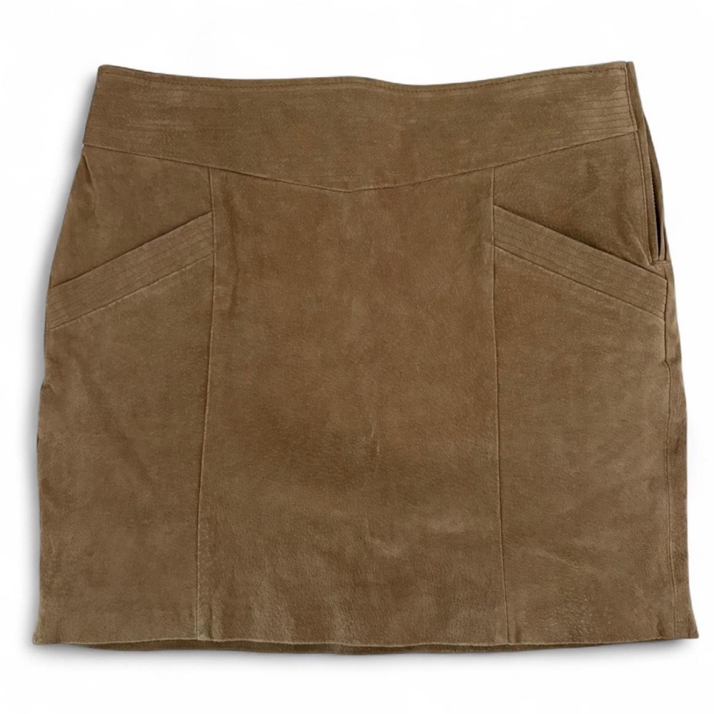NWT 100% Leather Suede Mini Skirt Womens Small Tan Camel Western Cowgirl Boho